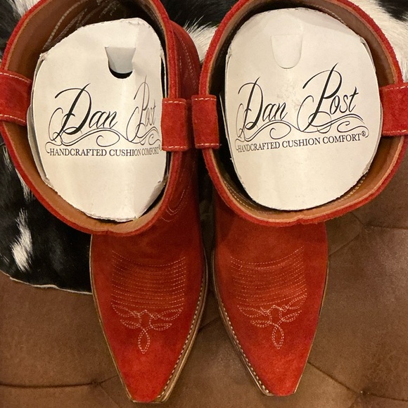 Dan Post Red Suede Snip Toe Boots - Picture 5 of 5